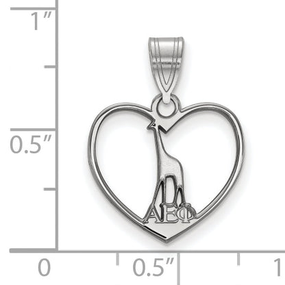 Sterling Silver Rhodium Plated Logoart Alpha Epsilon Phi Sorority Symbol Heart Pendant