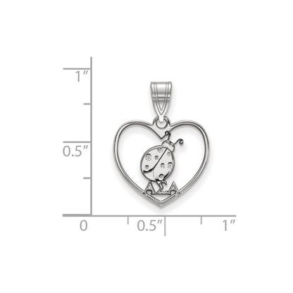 Sterling Silver Rhodium Plated Logoart Alpha Sigma Sorority Symbol Heart Pendant