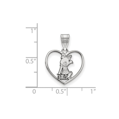 Sterling Silver Rhodium Plated Logoart Alpha Xi Delta Sorority Symbol Heart Pendant