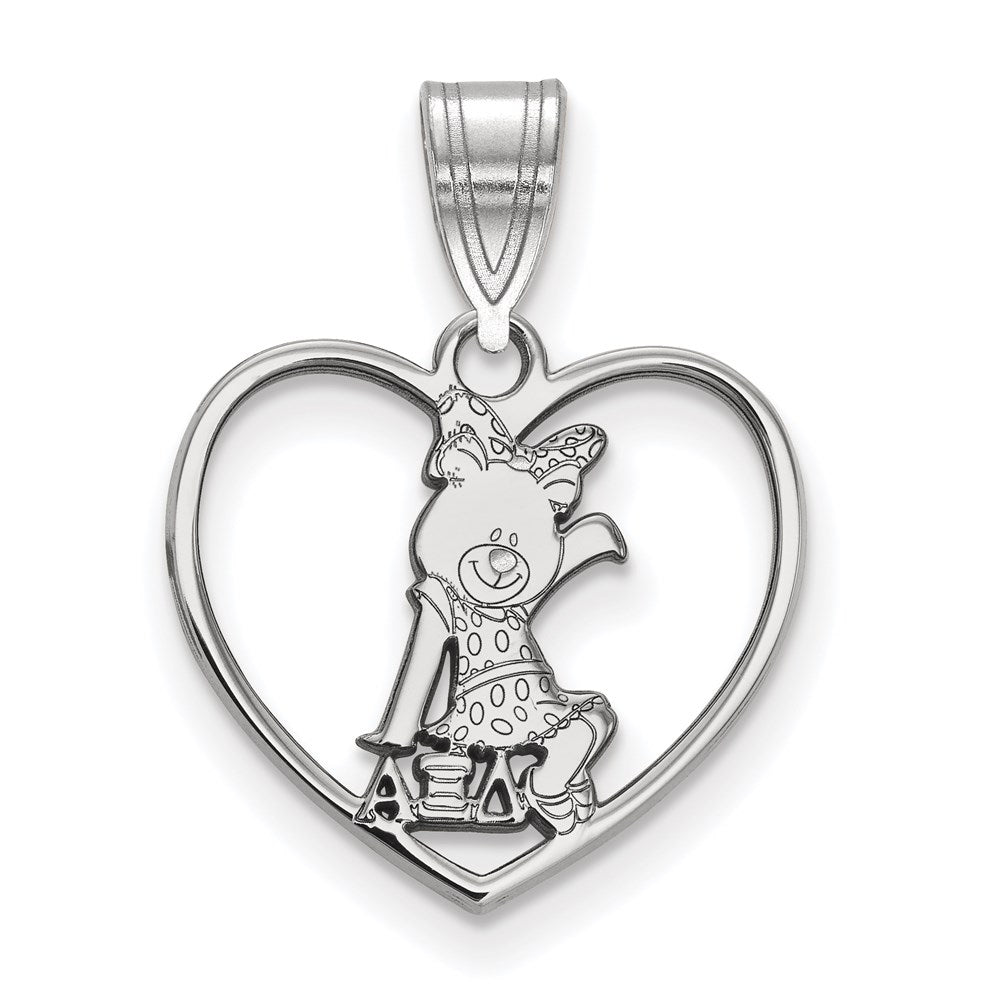 Sterling Silver Rhodium Plated Logoart Alpha Xi Delta Sorority Symbol Heart Pendant