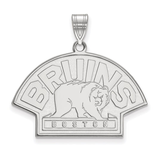 Sterling Silver Rhodium Plated Nhl Logoart Boston Bruins Large Pendant