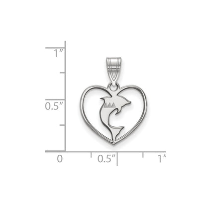 Sterling Silver Rhodium Plated Logoart Delta Sorority Symbol Heart Pendant