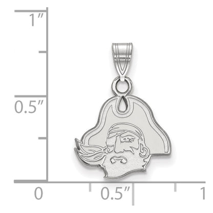 Sterling Silver Rhodium Plated Logoart East Carolina University Pirate Small Pendant