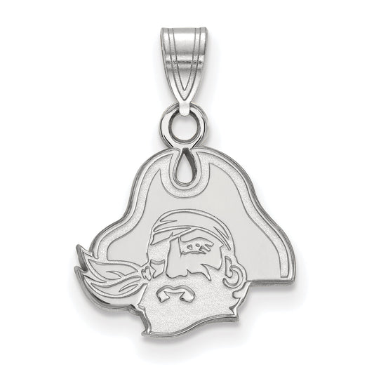 Sterling Silver Rhodium Plated Logoart East Carolina University Pirate Small Pendant