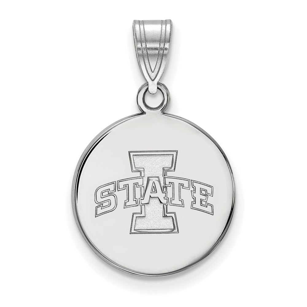 14K White Gold Logoart Iowa State University Medium Disc Pendant