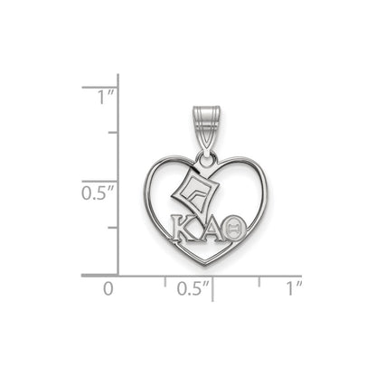 Sterling Silver Rhodium Plated Logoart Kappa Alpha Theta Sorority Symbol Heart Pendant