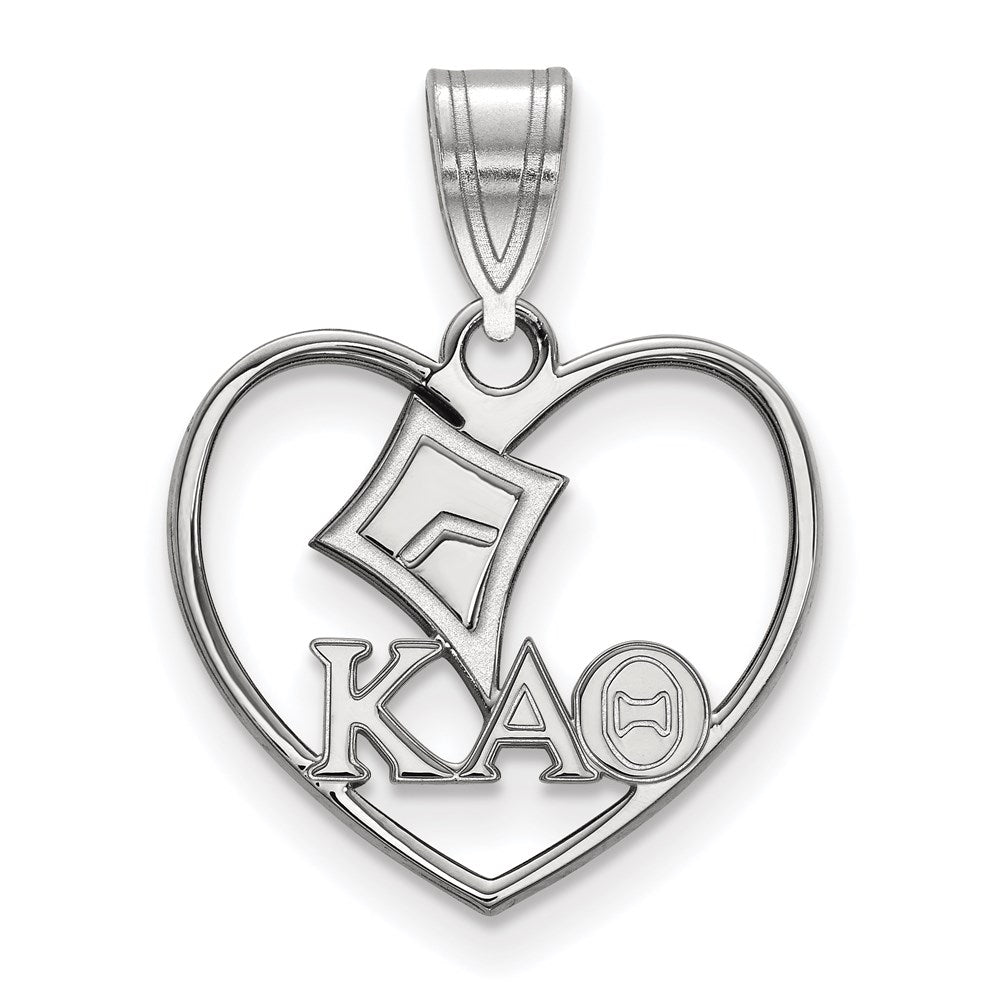 Sterling Silver Rhodium Plated Logoart Kappa Alpha Theta Sorority Symbol Heart Pendant