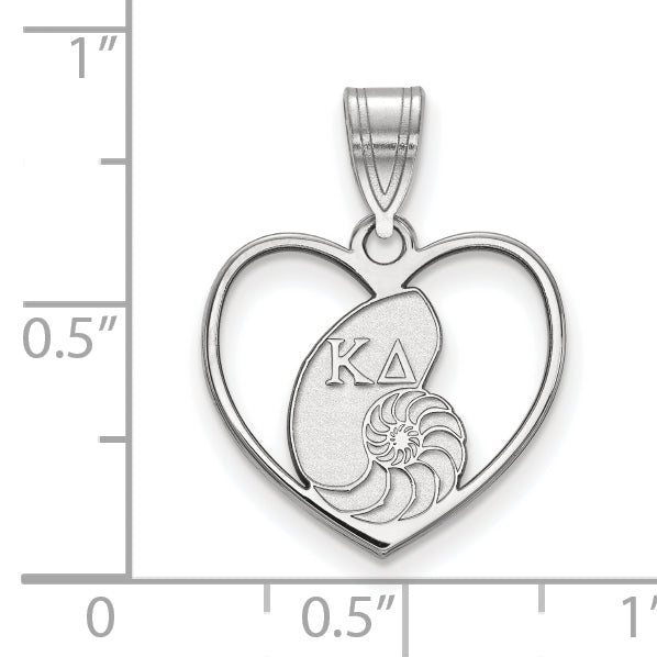 Sterling Silver Rhodium Plated Logoart Kappa Delta Sorority Symbol Heart Pendant