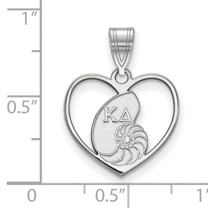 Sterling Silver Rhodium Plated Logoart Kappa Delta Sorority Symbol Heart Pendant