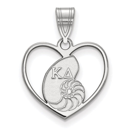 Sterling Silver Rhodium Plated Logoart Kappa Delta Sorority Symbol Heart Pendant