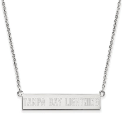 Sterling Silver Rhodium Plated Nhl Logoart Tampa Bay Lightning Small Bar 18 Inch Necklace