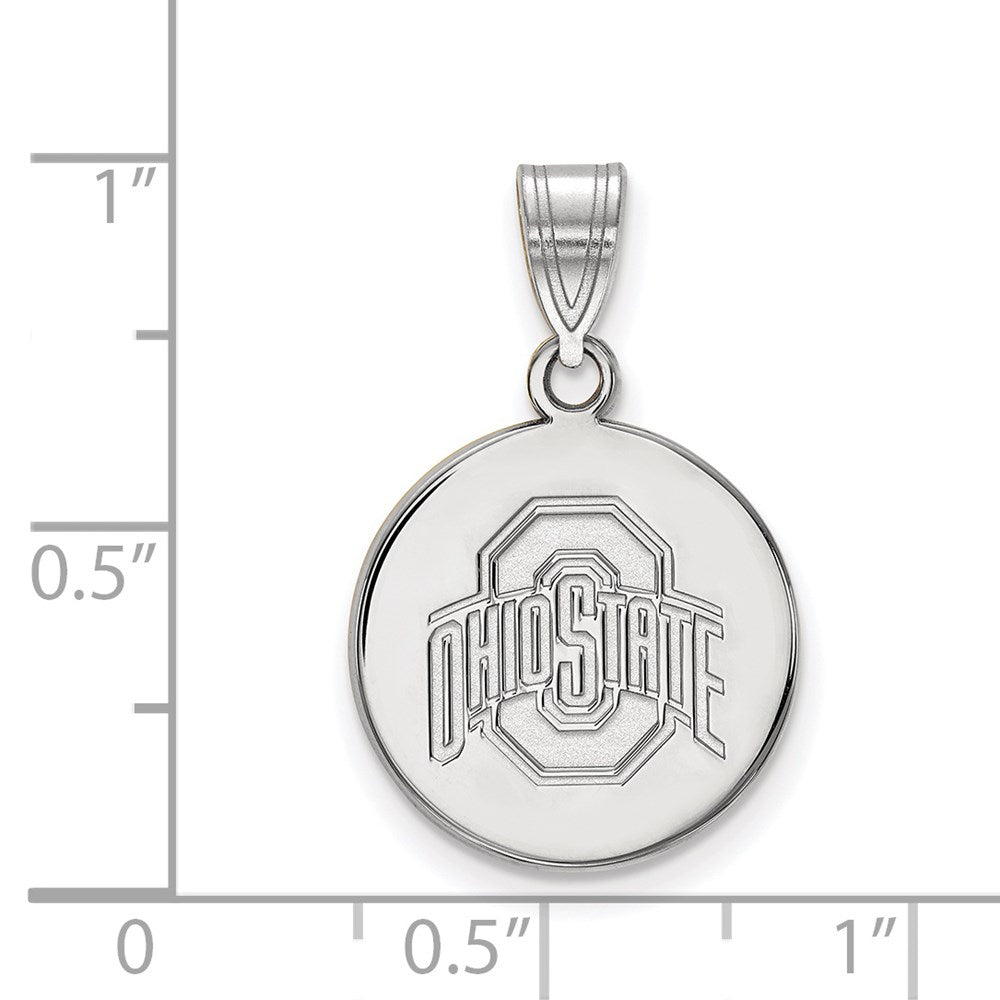 Sterling Silver Rhodium Plated Logoart The Ohio State University Medium Disc Pendant