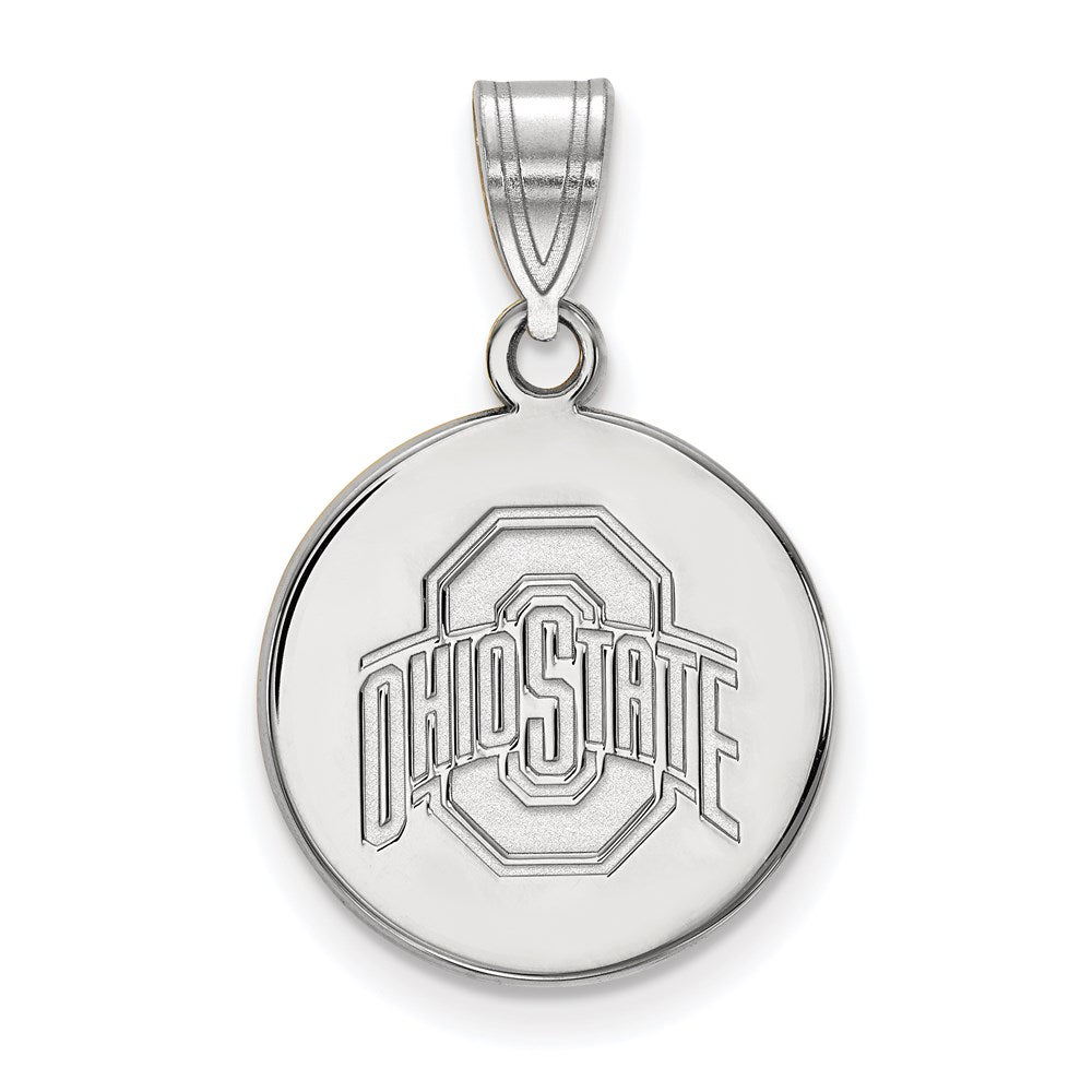 Sterling Silver Rhodium Plated Logoart The Ohio State University Medium Disc Pendant