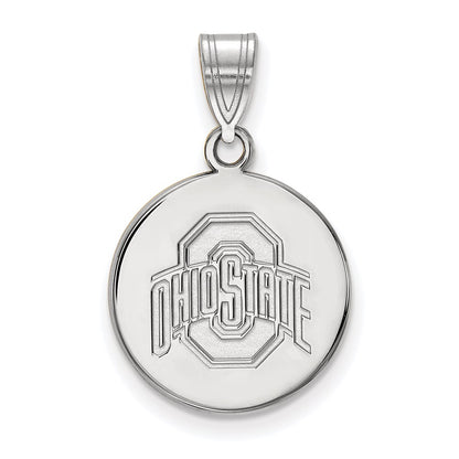 Sterling Silver Rhodium Plated Logoart The Ohio State University Medium Disc Pendant