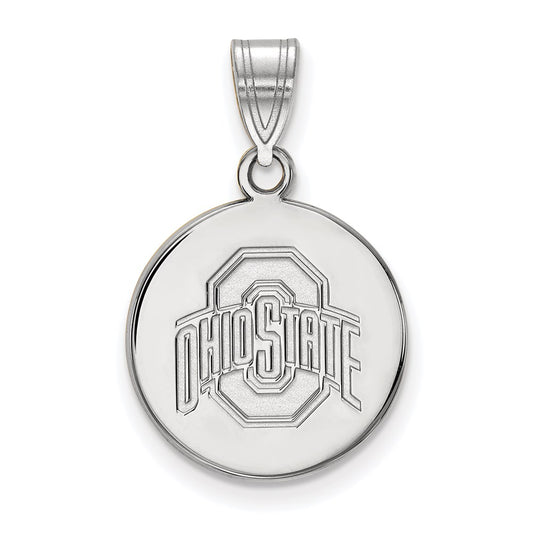 Sterling Silver Rhodium Plated Logoart The Ohio State University Medium Disc Pendant