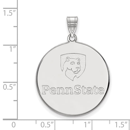 Sterling Silver Rhodium Plated Logoart Penn State University Extra Large Disc Pendant