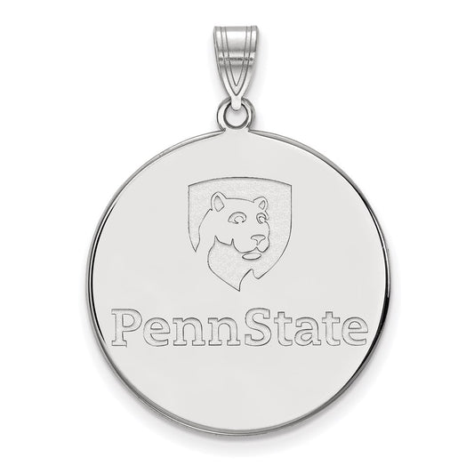 14K White Gold Logoart Penn State University Extra Large Disc Pendant