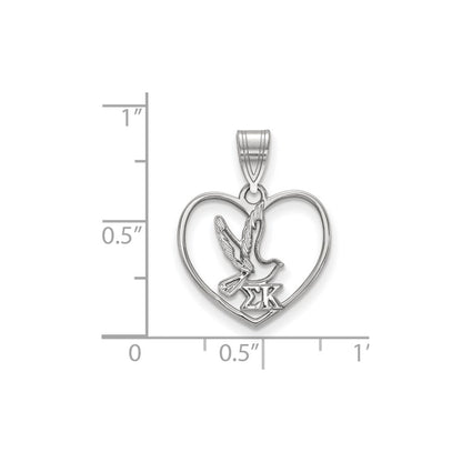 Sterling Silver Rhodium Plated Logoart Sigma Kappa Sorority Symbol Heart Pendant