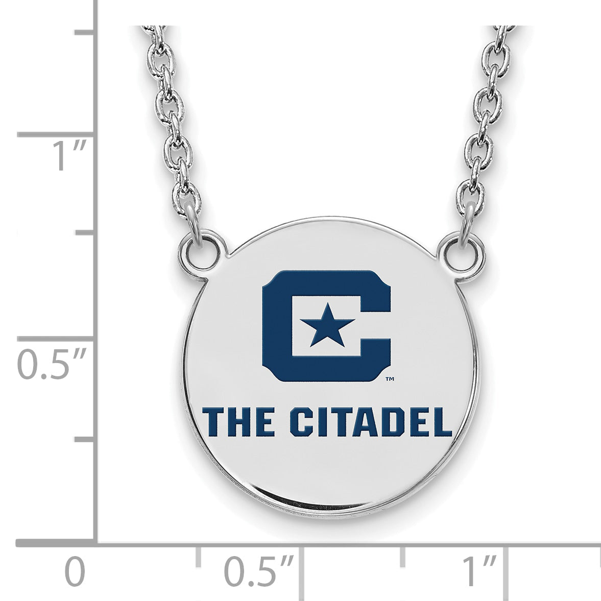 Sterling Silver S. Rh P Logoart The Citadel Large Enamel Pendant Necklace