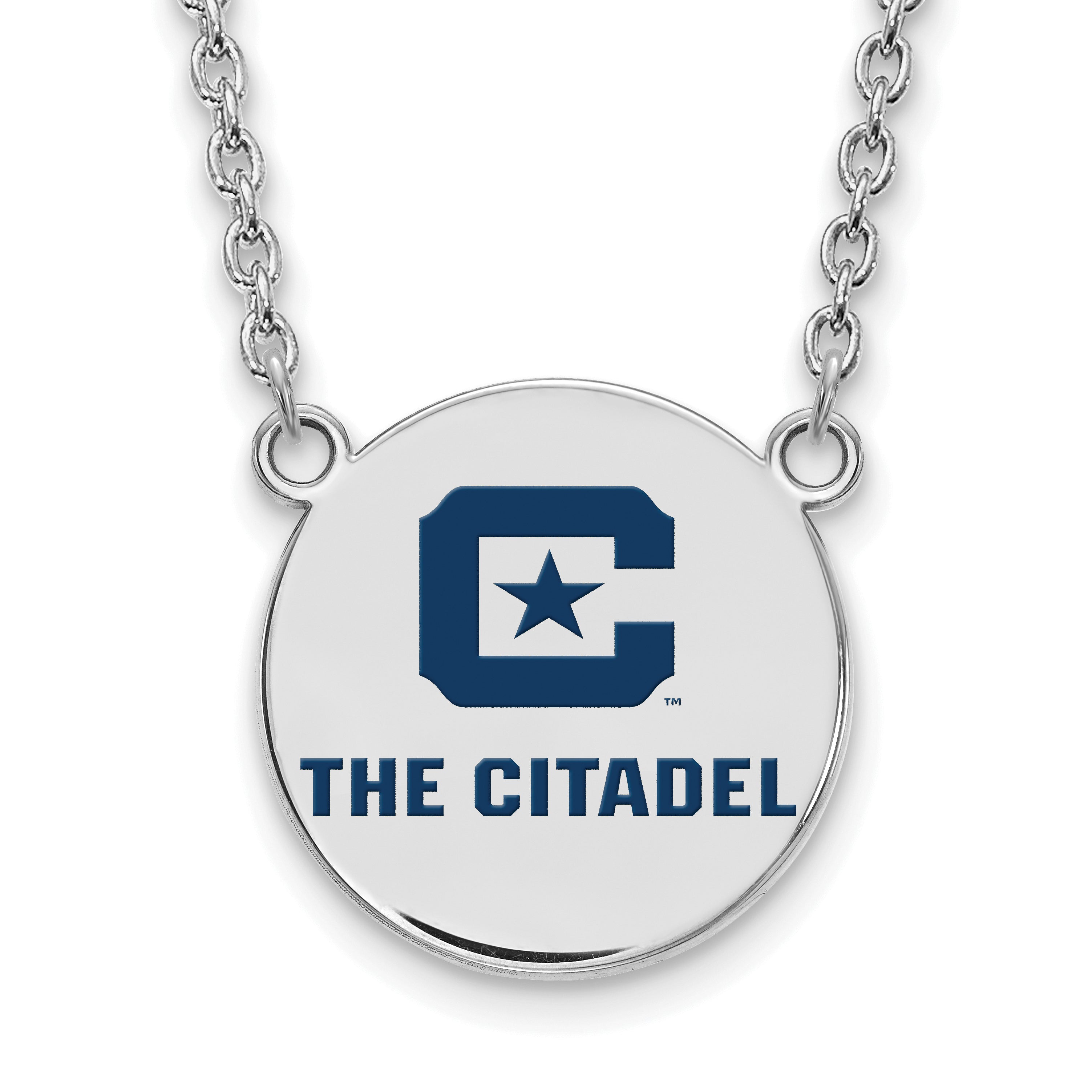 Sterling Silver S. Rh P Logoart The Citadel Large Enamel Pendant Necklace