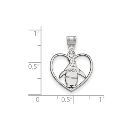 Sterling Silver Rhodium Plated Logoart Theta Phi Alpha Sorority Symbol Heart Pendant