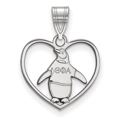 Sterling Silver Rhodium Plated Logoart Theta Phi Alpha Sorority Symbol Heart Pendant