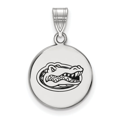 Sterling Silver Rhodium Plated Logoart University Of Florida Gator Medium Enameled Disc Pendant