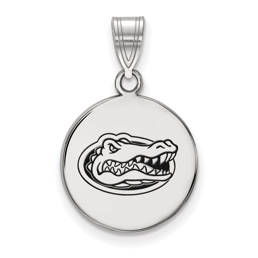Sterling Silver Rhodium Plated Logoart University Of Florida Gator Medium Enameled Disc Pendant