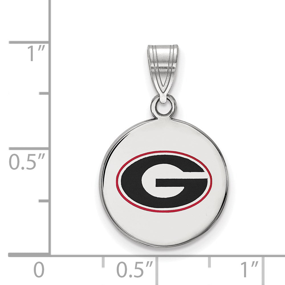 Sterling Silver Rhodium Plated Logoart University Of Georgia Letter G Medium Enameled Disc Pendant