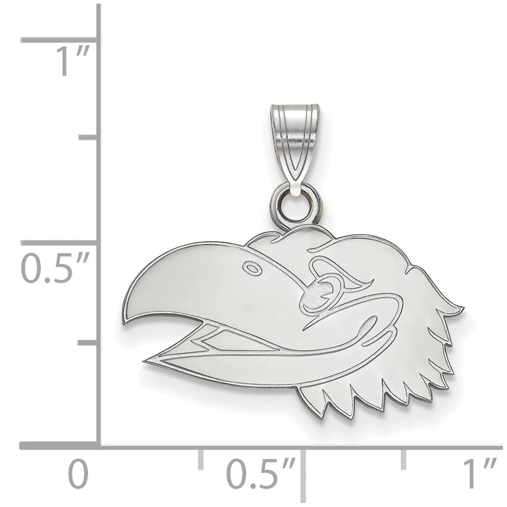 14K White Gold Logoart University Of Kansas Jayhawk Small Pendant