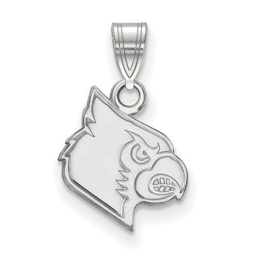 Sterling Silver Rhodium Plated Logoart University Of Louisville Cardinal Small Pendant