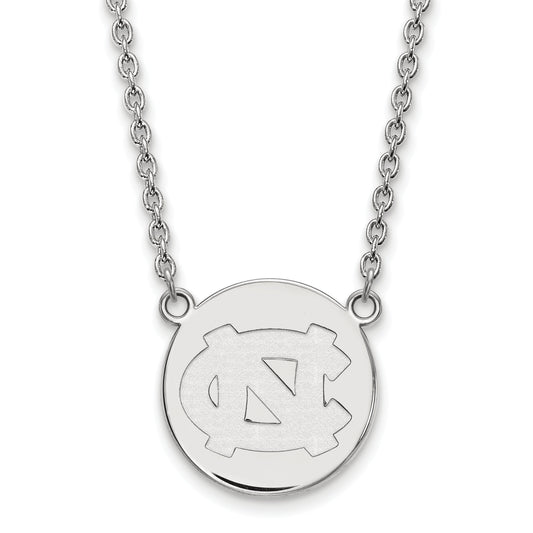 Sterling Silver Rhodium Plated Logoart University Of North Carolina Large Disc 18 Inch Necklace