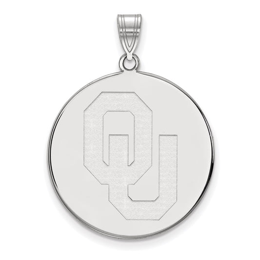 10K White Gold Logoart Oklahoma O U Extra Large Disc Pendant