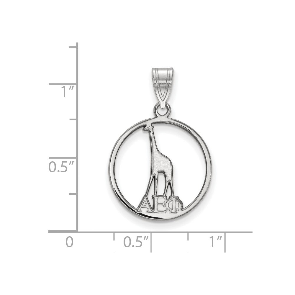 Sterling Silver Rhodium Plated Logoart Alpha Epsilon Phi Sorority Symbol Small Circle Pendant