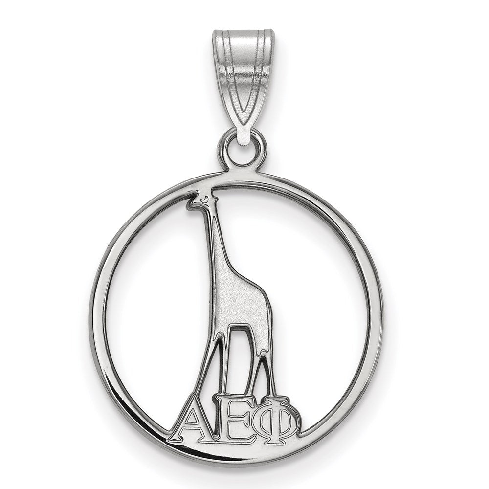 Sterling Silver Rhodium Plated Logoart Alpha Epsilon Phi Sorority Symbol Small Circle Pendant