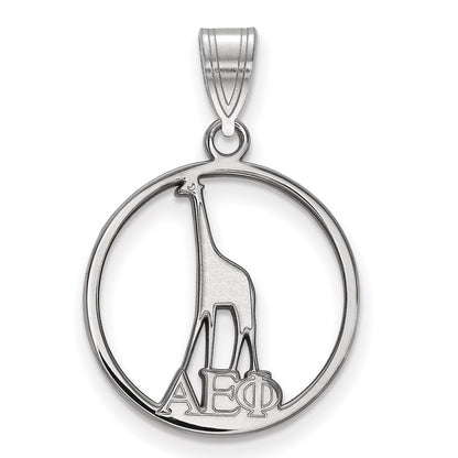 Sterling Silver Rhodium Plated Logoart Alpha Epsilon Phi Sorority Symbol Small Circle Pendant