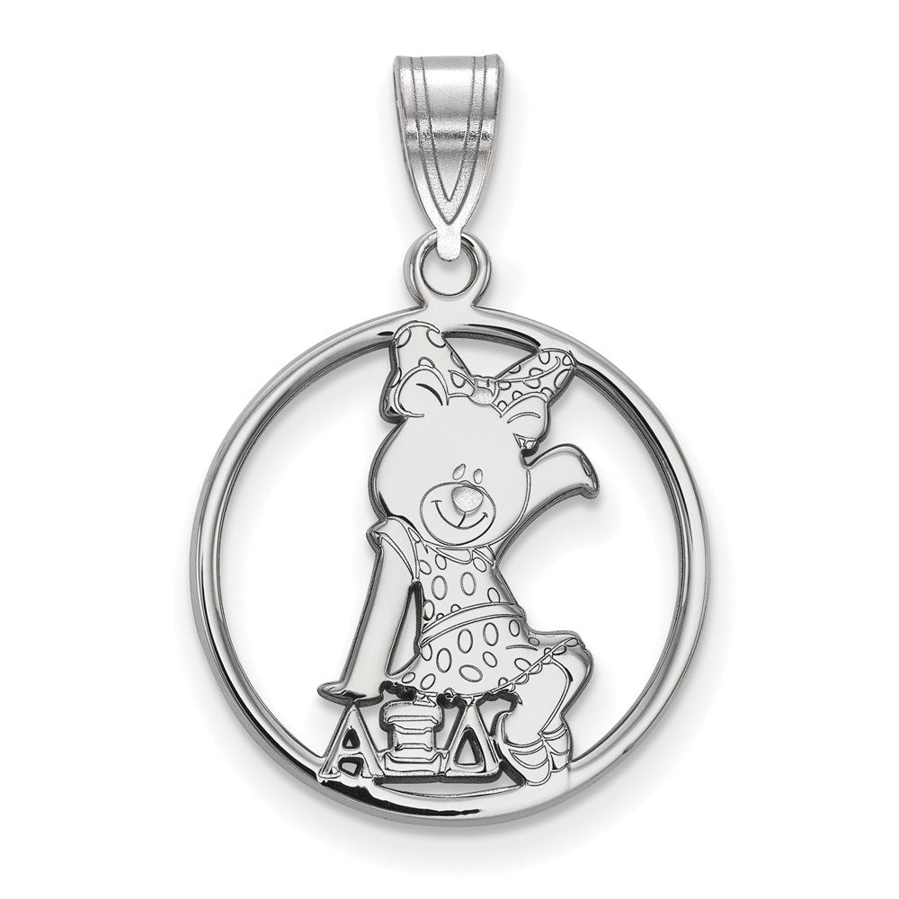 Sterling Silver Rhodium Plated Logoart Alpha Xi Delta Sorority Symbol Medium Circle Pendant