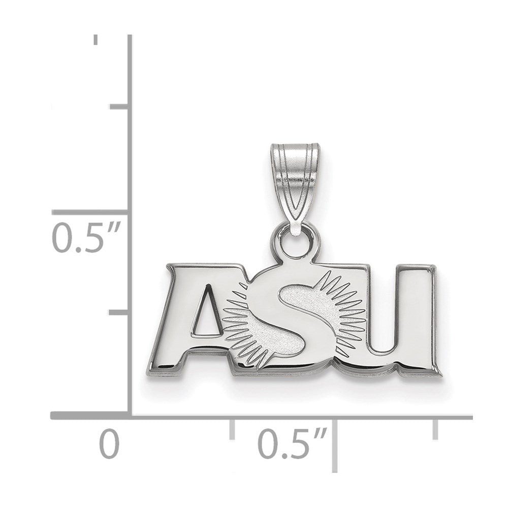 Sterling Silver Rhodium Plated Logoart Arizona State University A S U Small Pendant