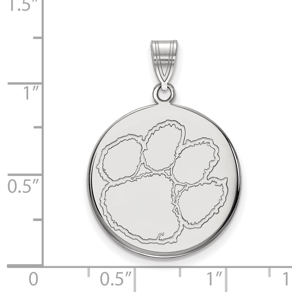 10K White Gold Logoart Clemson University Tiger Paw Large Disc Pendant
