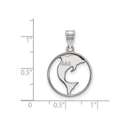 Sterling Silver Rhodium Plated Logoart Delta Sorority Symbol Medium Circle Pendant
