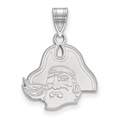 Sterling Silver Rhodium Plated Logoart East Carolina University Pirate Medium Pendant