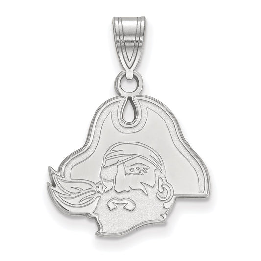 Sterling Silver Rhodium Plated Logoart East Carolina University Pirate Medium Pendant