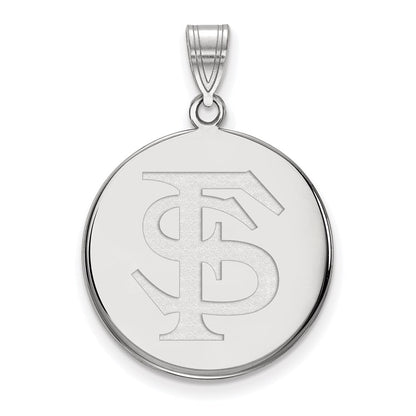 14K White Gold Logoart Florida State University F S Large Disc Pendant