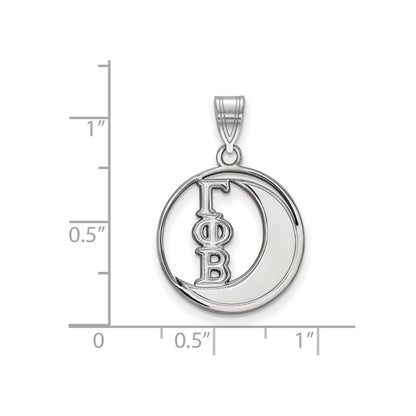 Sterling Silver Rhodium Plated Logoart Gamma Phi Beta Sorority Symbol Medium Circle Pendant