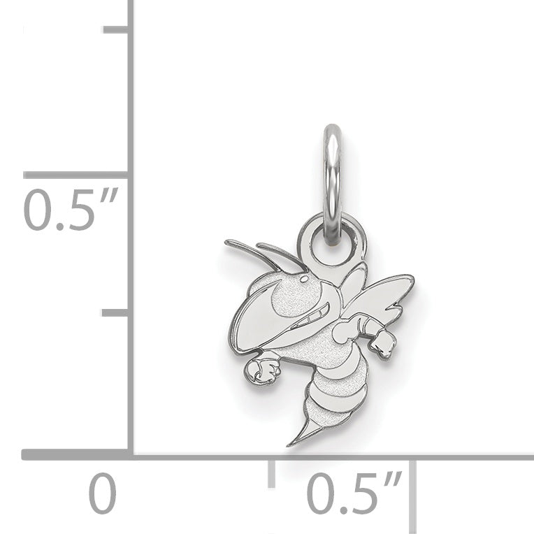 Sterling Silver Rhodium Plated Logoart Georgia Institute Of Technology Yellow Jacket Extra Small Pendant