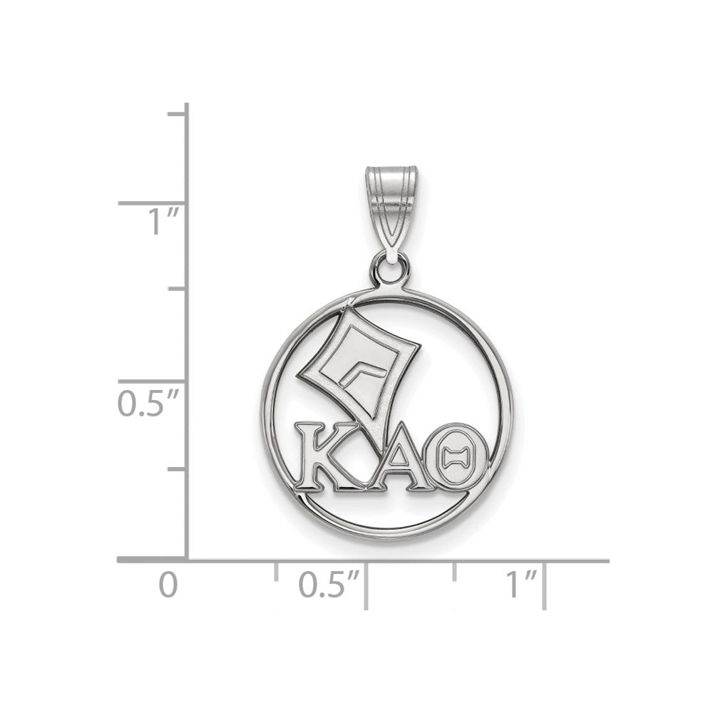 Sterling Silver Rhodium Plated Logoart Kappa Alpha Theta Sorority Symbol Medium Circle Pendant