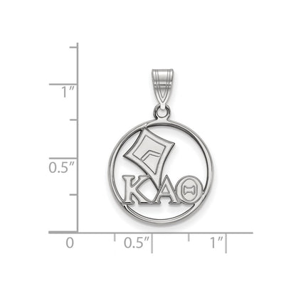 Sterling Silver Rhodium Plated Logoart Kappa Alpha Theta Sorority Symbol Medium Circle Pendant