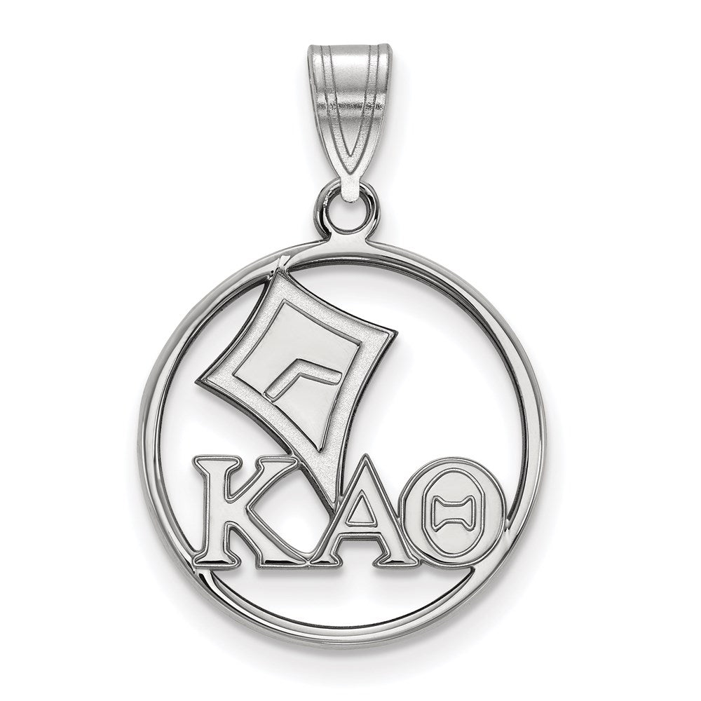 Sterling Silver Rhodium Plated Logoart Kappa Alpha Theta Sorority Symbol Medium Circle Pendant
