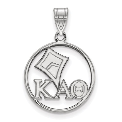 Sterling Silver Rhodium Plated Logoart Kappa Alpha Theta Sorority Symbol Medium Circle Pendant