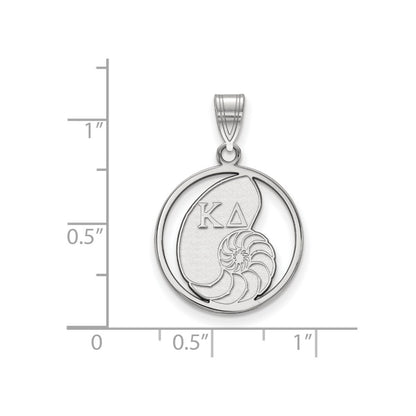 Sterling Silver Rhodium Plated Logoart Kappa Delta Sorority Symbol Medium Circle Pendant